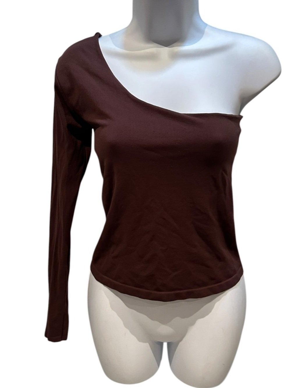 Free People Clean Lines Asymmetric One Shoulder Brown Long Sleeve Top M / L